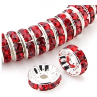 Rondelka so štrasom červená 10 mm