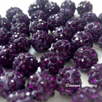 Shamballa korálky 10 mm - TmavoFialové