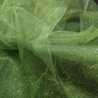 Tyl hrubší s trblietkami tmavoolivovo zelený