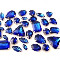 Našívacie kamienky mix veľkostí - 32 kusov - kráľovská modrá
