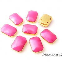Našívacia aplikácia s lôžkom - 13 x 18 mm obdĺžnik - Fuchsia