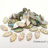 Našívacie kamienky 7 x 15 mm s drsným povrchom - AB Crystal