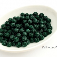 Shamballa korálky 10 mm - Tmavozelené