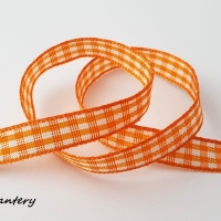 Károvaná stuha 10 mm - oranžová