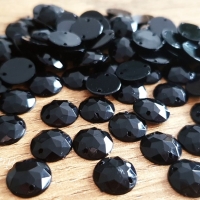 Ozdobné kamienky našívacie - kruh 10 mm - Čierna