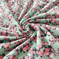 Jersey - Ružičky na mintovom podklade - cena za 10 cm