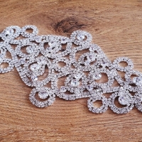 Luxusná našívacia aplikácia 90 x 180 mm - Vzor II - Strieborná