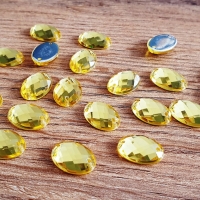 Ozdobné kamienky našívacie 15 x 10 mm - žltá - 20 kusov