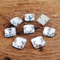 Ozdobné kamienky našívacie 10 mm - Crystal - sklenené