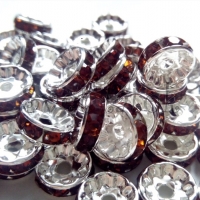 Rondelka so štrasom hnedá 10 mm