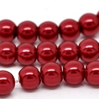 Perličky sklenené 8 mm - červené