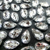 Ozdobné kamienky našívacie 8 x 13 mm - Crystal