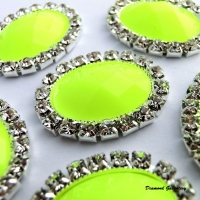 Ozdoba štrasová ovál 20 x 25 mm - matná neónovožltá