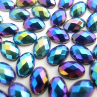 Ozdobné kamienky 4 x 6 mm - AB čierna