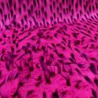 Kožušina umelá - neónová ružová s fialovým bodkovaným melírom - cena za 10 cm výpredaj