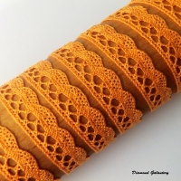 Bavlnená krajka - oranžová I - 13 mm