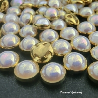 Ozdobné perličky našívacie - 10 mm - zlaté biele s AB efektom