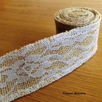 Jutová stuha čipková 50 mm - 2 metre
