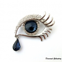 Brošňa Oko so slzou striebornomodrá