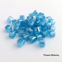 Korálky sklenené kocky 6 x 6 - Modré