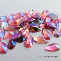 Ozdobné kamienky 8 x 13 mm, ihlanovitý výbrus - AB svetloružová