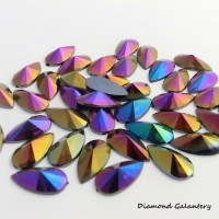 Ozdobné kamienky 8 x 13 mm, ihlanovitý výbrus - AB dúhové