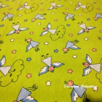 Flanel - anjelíci zelení - cena za 10 cm