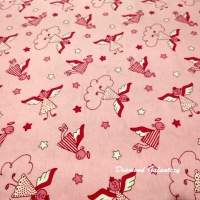 Flanel - anjelíci ružoví - cena za 10 cm