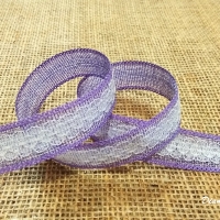 Stuha jutová 25 mm - fialovo biela