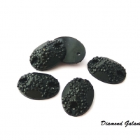Ozdobné kamienky našívacie 16 x 12 mm - čierne - 5 kusov