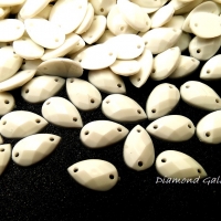 Ozdobné kamienky našívacie 8 x 13 mm - Biele