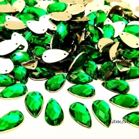 Ozdobné kamienky našívacie 8 x 13 mm - Smaragdovo zelené