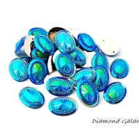 Našívacie kamienky - 13 x 18 mm - ovál - Modré AB