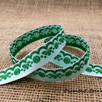 Ozdobná stuha 20 mm - Ornament - Zelený