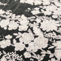Luxusná krajková látka - Biela vzor III - cena za 10 cm