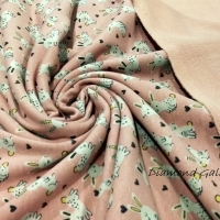 Úplet - Zajačiky na ružovom - cena za 10 centimetrov