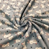 Úplet - Zajačiky na šedom - cena za 10 centimetrov