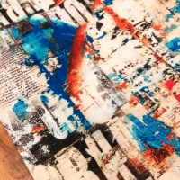 Bavlnená látka - Potlač Mix Modrá - cena za 10 centimetrov