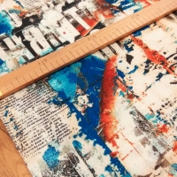 Bavlnená látka - Potlač Mix Modrá - cena za 10 centimetrov