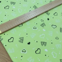 Úplet - Srdiečka s motýlikmi žltozelená - cena za 10 cm