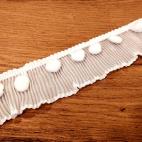 Krajka Pompom elastická - 40 mm - Biela