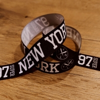 Rypsová stuha 25 mm - New York - Čierno biela