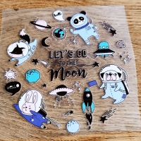 Nažehľovacia nálepka - Lets go to the Moon - 12 x 12 cm