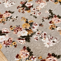 Teplákovina - Kvety na šedom - cena za 10 centimetrov