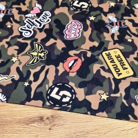 Teplákovina - Maskáč s potlačou - cena za 10 centimetrov