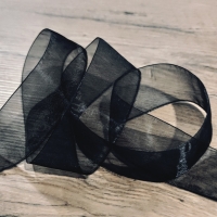 Ozdobná stuha organzová - 40 mm - Čierna