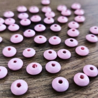 Drevená korálka krúžok - 12 x 6 mm - svetlá ružová
