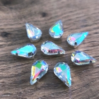 Našívacia aplikácia s lôžkom - 6 x 10 mm - AB Crystal