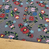 Bavlnená látka - Folk šedý - cena za 10 centimetrov