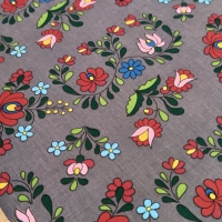 Bavlnená látka - Folk šedý - cena za 10 centimetrov